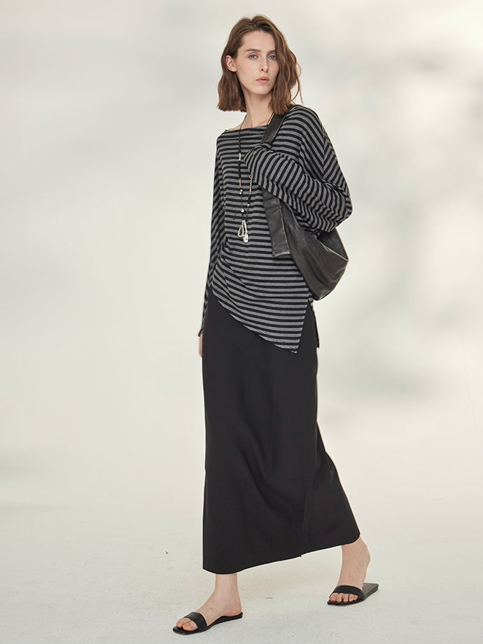 Striped Tops Or Stretch Slim Skirt_BDHL7739