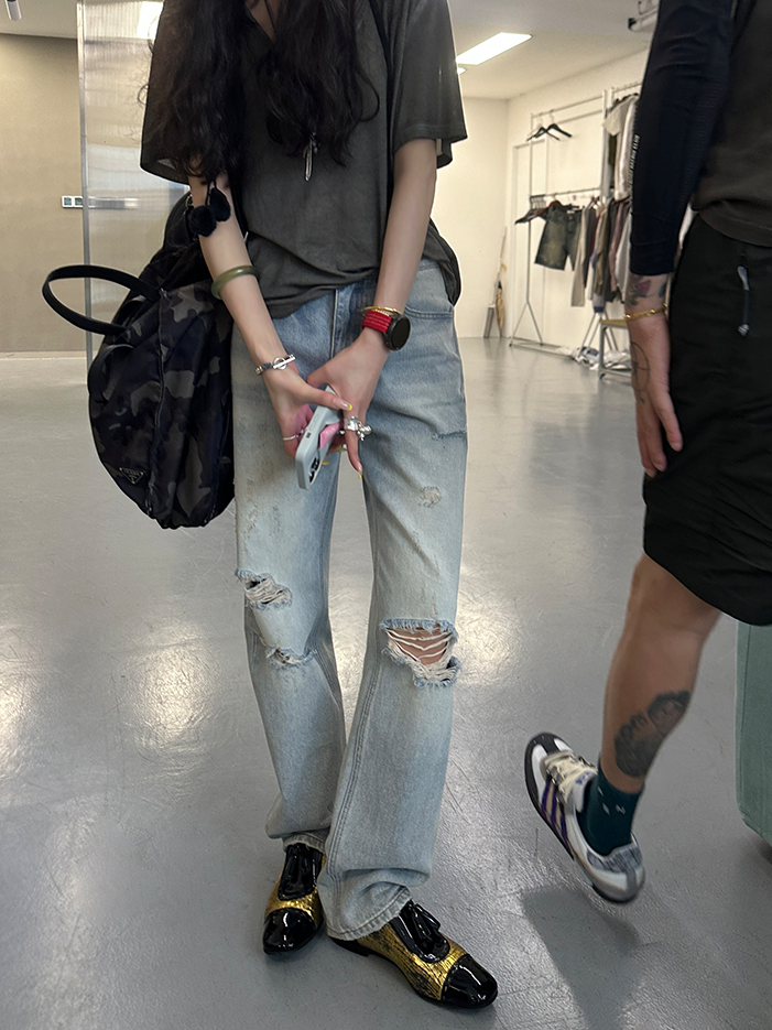 破洞修身牛仔褲_BDHL7273