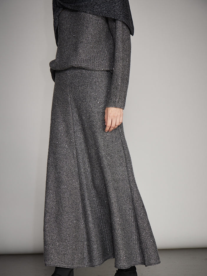 Round-Neck Knit Top Or A-Line Knit Skirt_BDHL7993