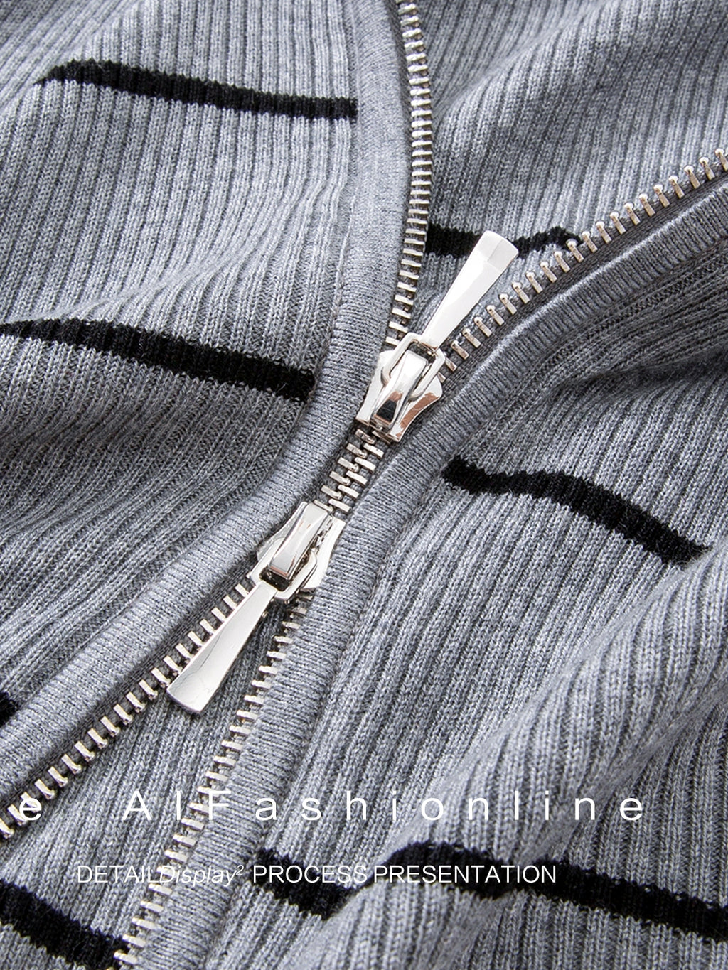 Striped Zip-Up Knit Cardigan_BDHL7660