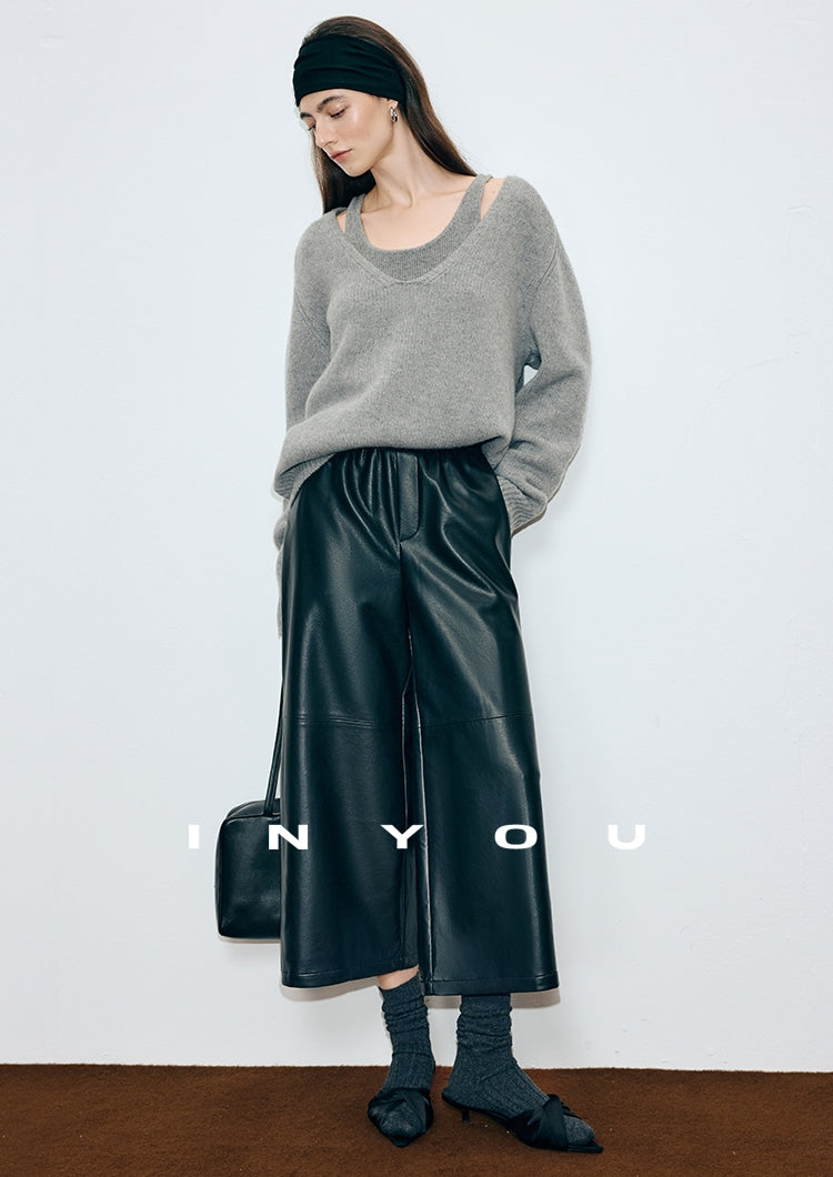 寬鬆七分皮褲_BDHL7907