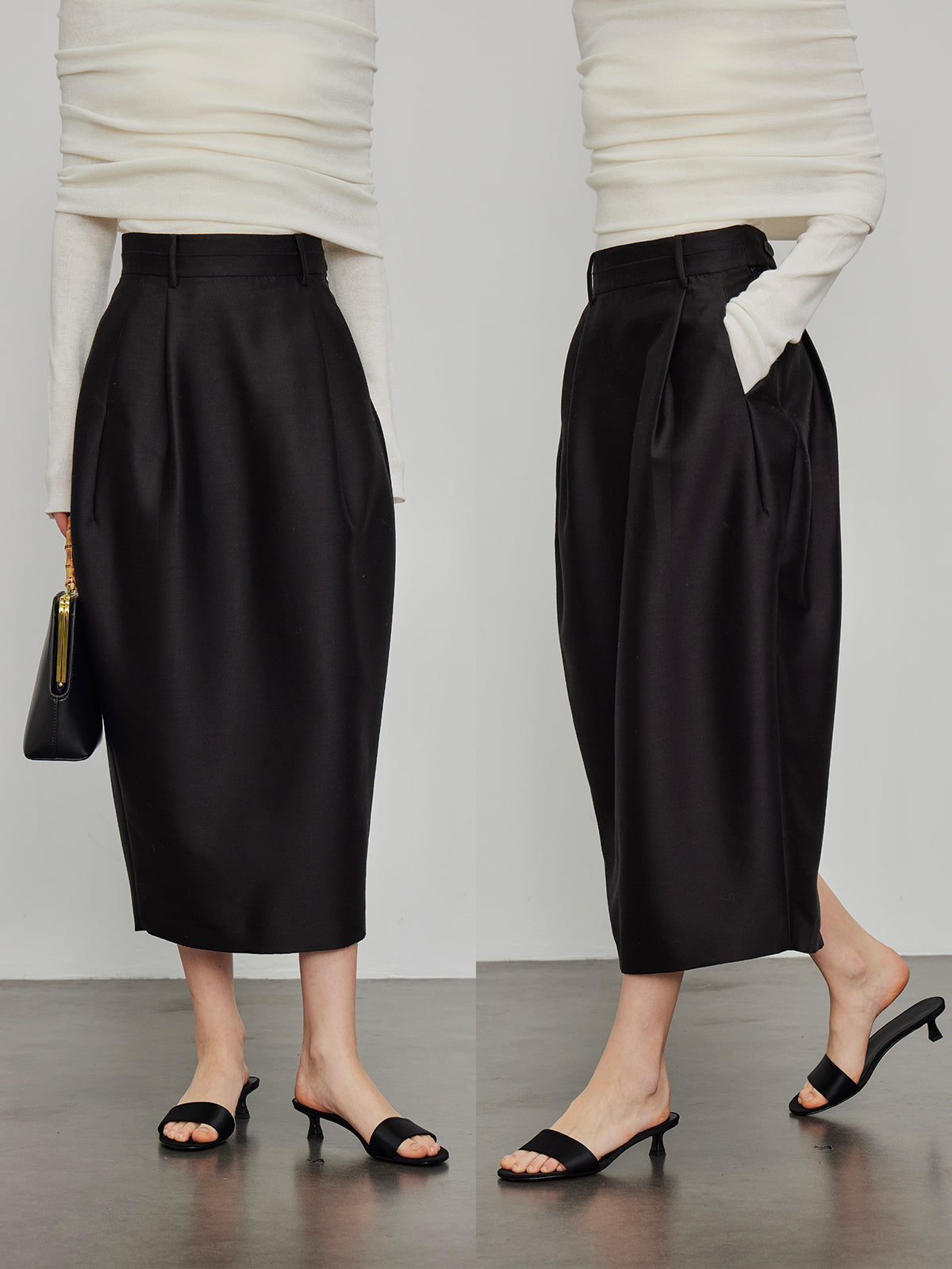 High-Waisted Pleated Bud Skirt_BDHL6491
