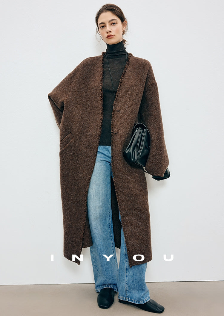 無領蓬鬆長外套_BDHL7909