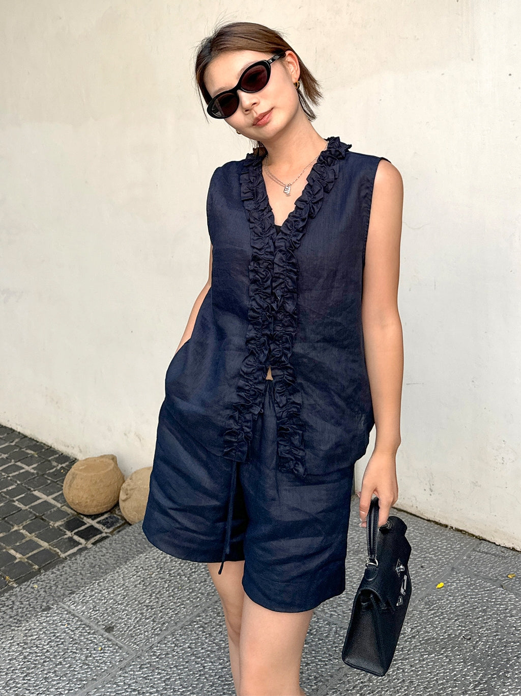 Fringed Vest Or Straight Short Pants_BDHL7620
