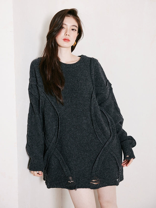 Dark Gray Loose Large Knit_BDHL6745