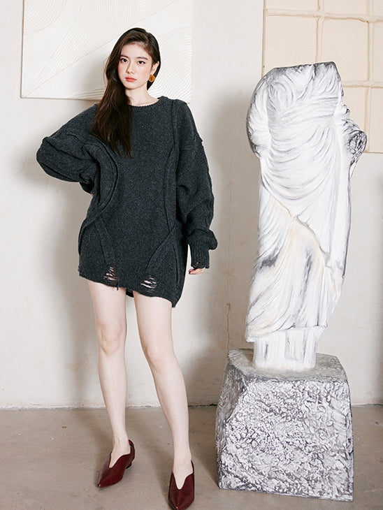 Dark Gray Loose Large Knit_BDHL6745