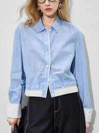 Faux Two-Piece Striped Short Shirt_BDHL7006