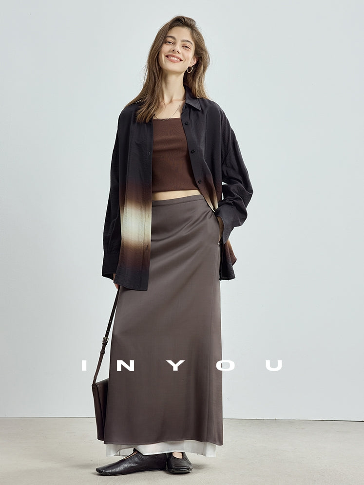 Double-Layer Back Slit Skirt_BDHL7718