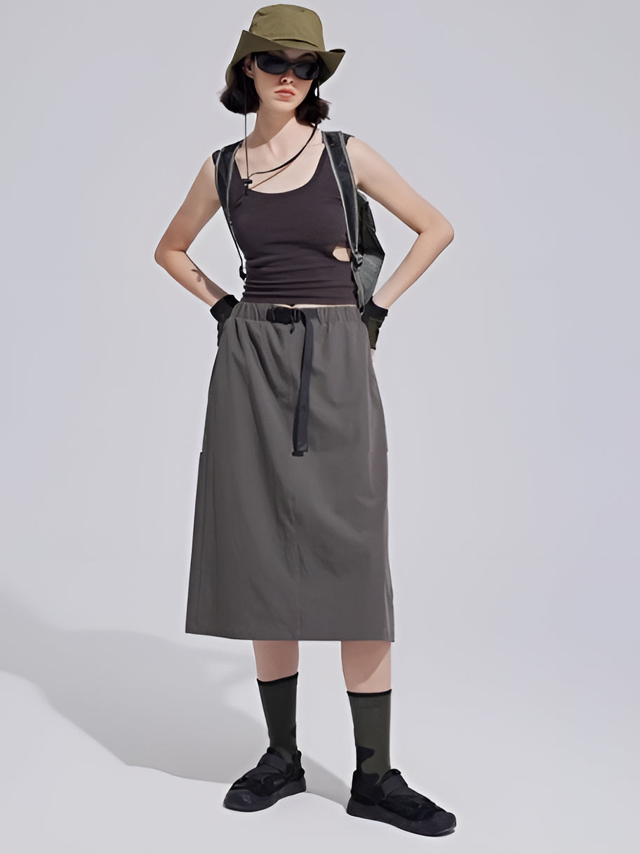 Quick-Drying Cargo Midi Skirt_BDHL6309