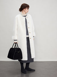 Round Collar Fur Mid-Length Jacket_BDHL6702