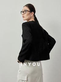 Asymmetrical Jacquard Short Jacket_BDHL6061