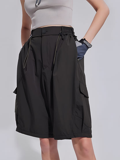 String-Adjustable Cargo Shorts_BDHL6314