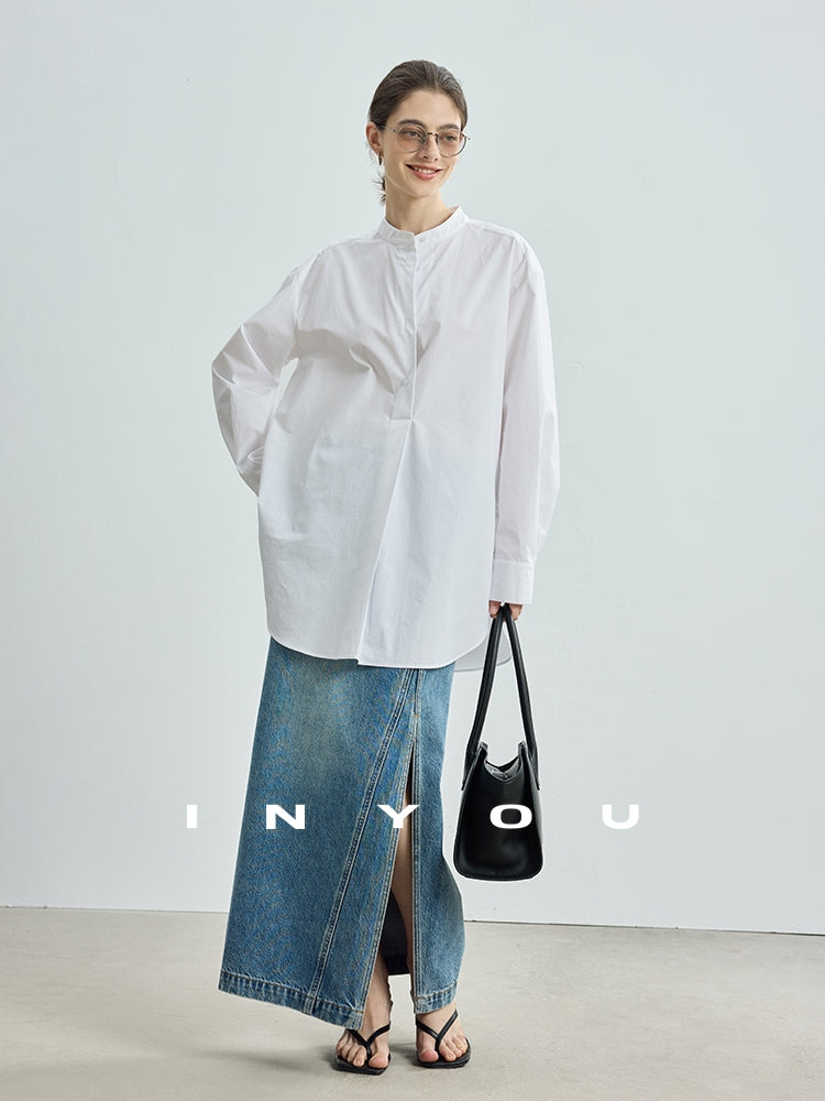 Stand Collar Simple Tops_BDHL7714