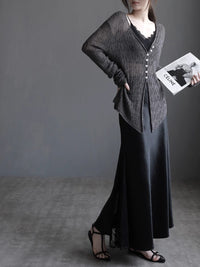 Knitted Cardigan And Lace Camisole Set_BDHL7414