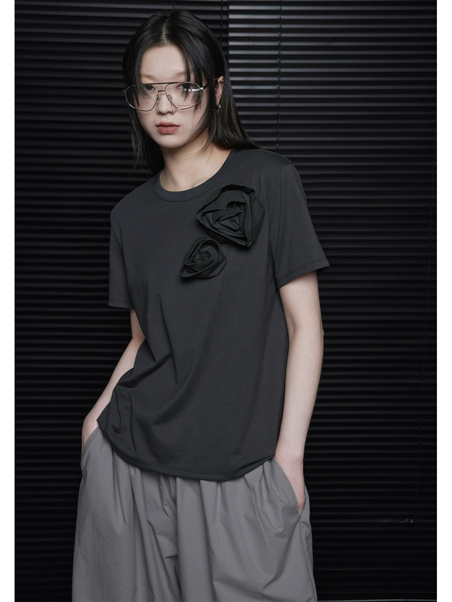 Round-neck loose-fitting short-sleeved T-shirt_BDHL5850