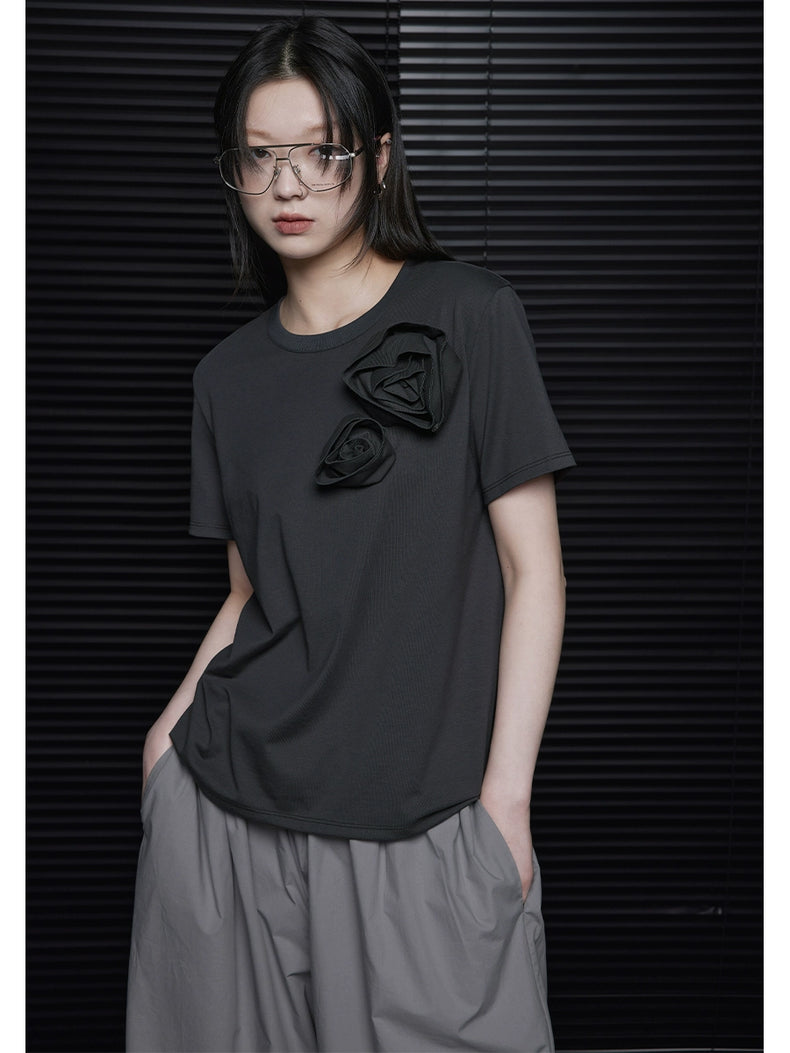 Round-neck loose-fitting short-sleeved T-shirt_BDHL5850