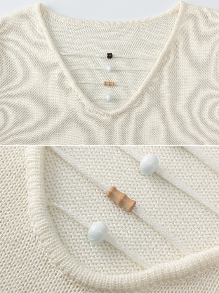 V-Neck Strap Knit Tops_BDHL8170