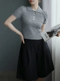 Polo Collar Slim Knit Tops_BDHL6055