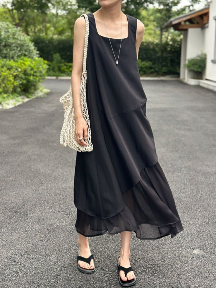 Splicing Fishtail Sleeveless Dress_BDHL7528