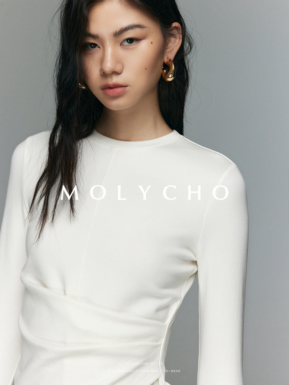 Waist Gather Asymmetric Tops_BDHL6710