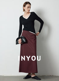 Tucked Straight Long Skirt_BDHL6387