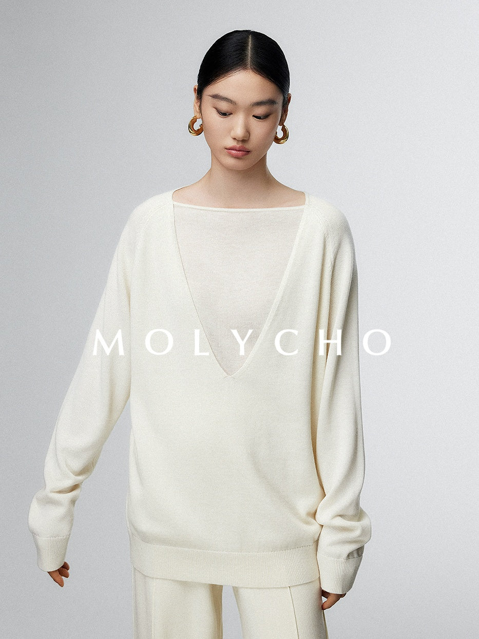 Round Neck Splice Knit_BDHL6518