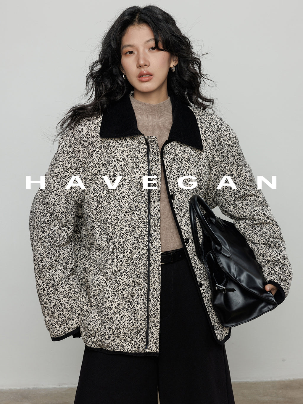 翻領花卉羽絨衣_BDHL7887