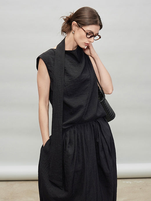 Ribbon Tie Sleeveless Tops Or Bud Skirt_BDHL7331