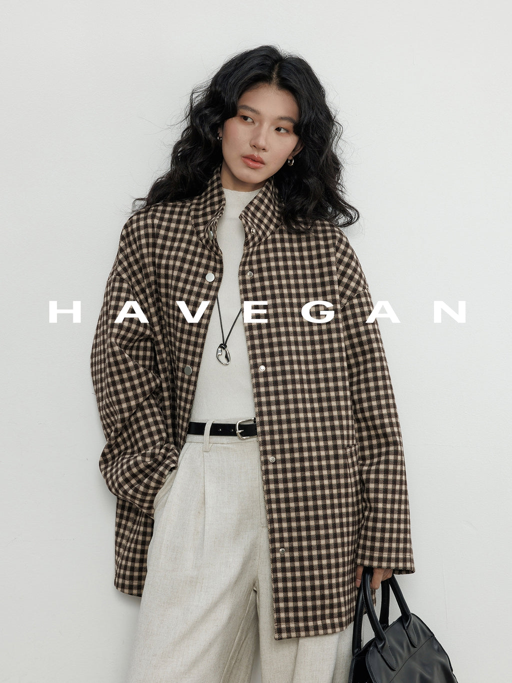 立領格紋上衣_BDHL7961