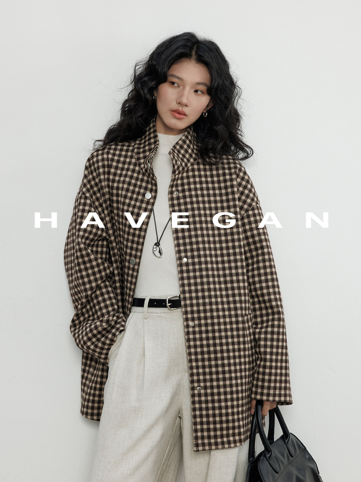 立領格紋上衣_BDHL7961