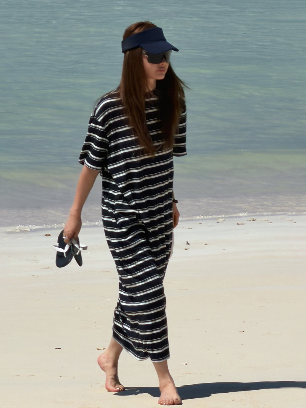 Striped Short-Sleeve Maxi Dress_BDHL8284