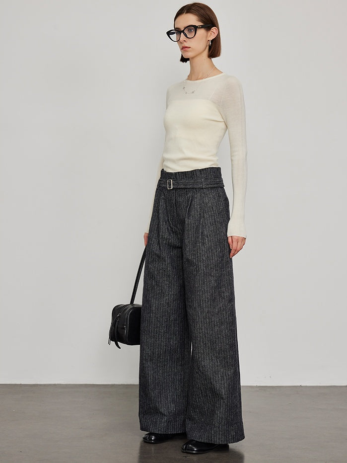 High-Waist Striped Tweed Pants_BDHL6443