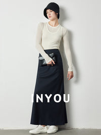 Tucked Straight Long Skirt_BDHL6387