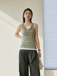 Simple Solid Color Sleeveless Knitwear_BDHL5949