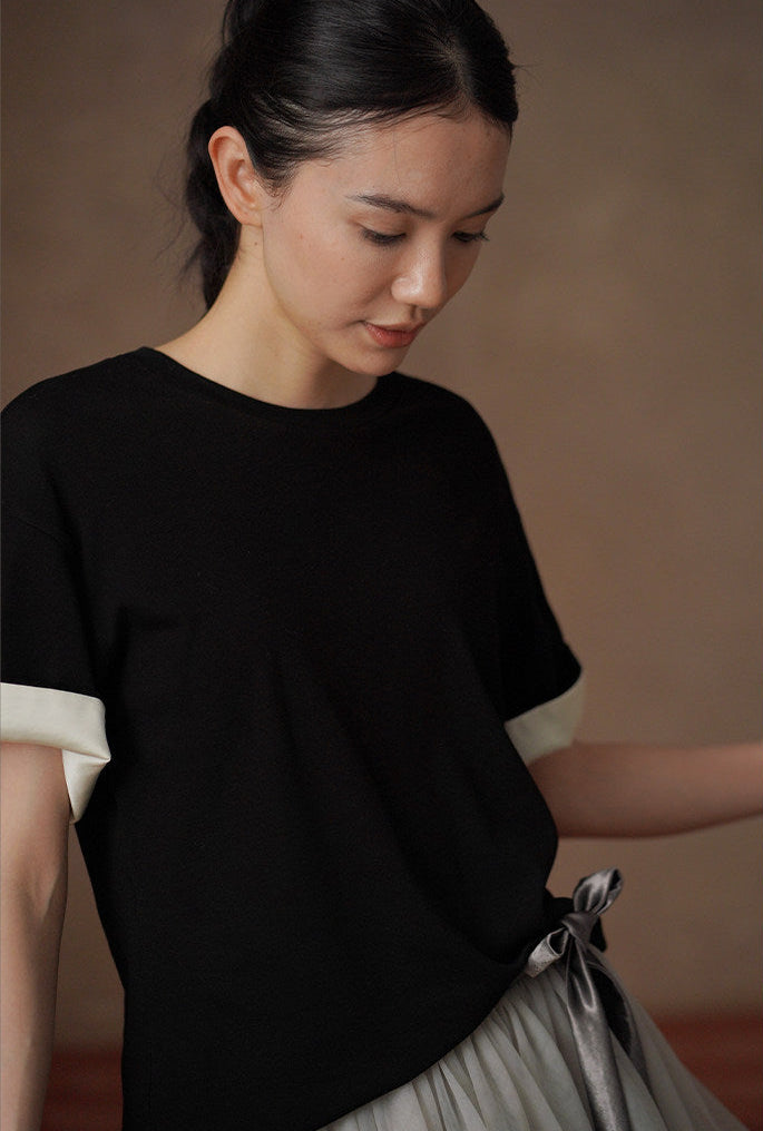 Contrast Cuff Relaxed Fit Tee_BDHL8300