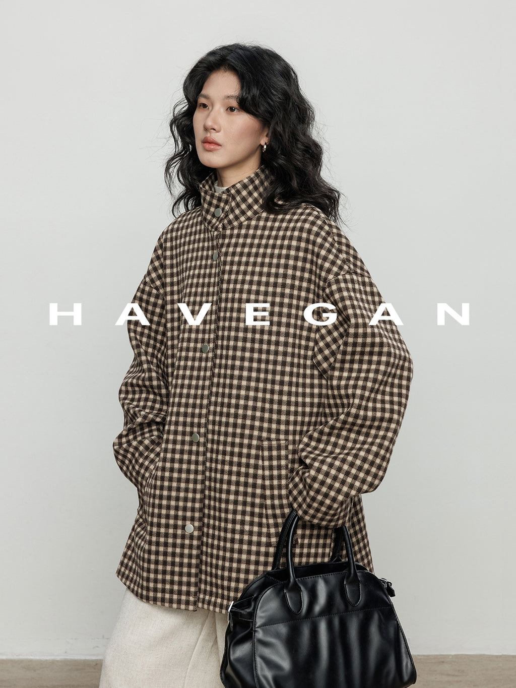 立領格紋上衣_BDHL7961