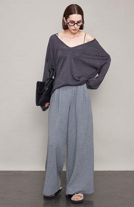 Velvet Thick Wide Draped Pants_BDHL6609