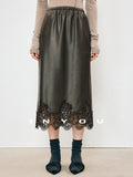 Lace Leather Straight Skirt_BDHL7901