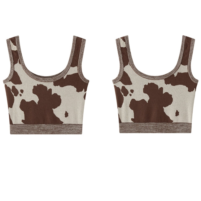 Cow U-Neck Short Tank Top_BDHL7475