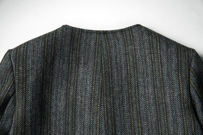 Retro striped V-neck jacket_BDHL5350