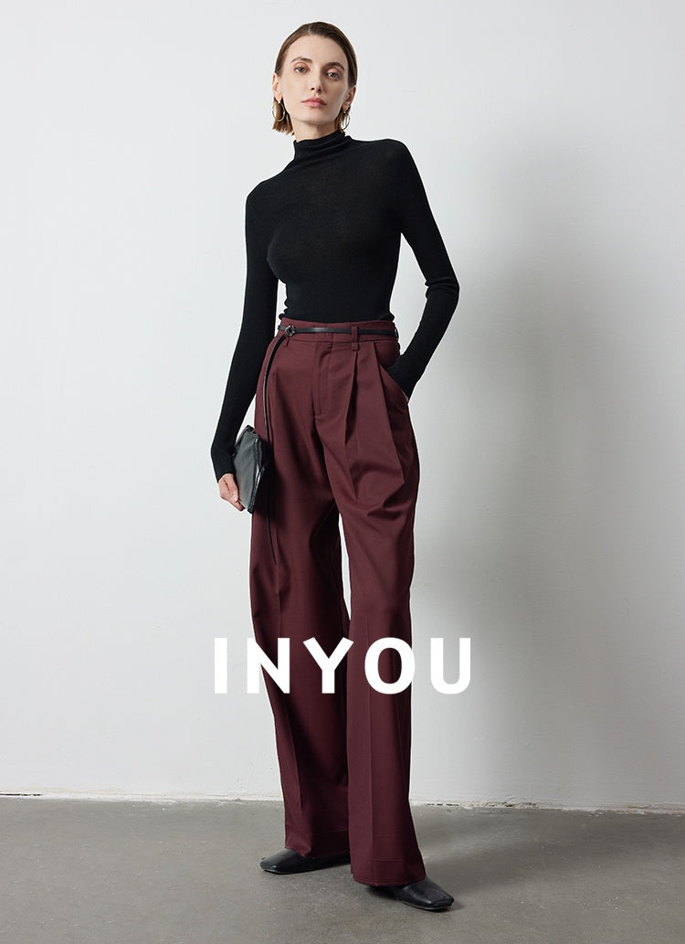 Straight Wide Pleated Pants_BDHL6389