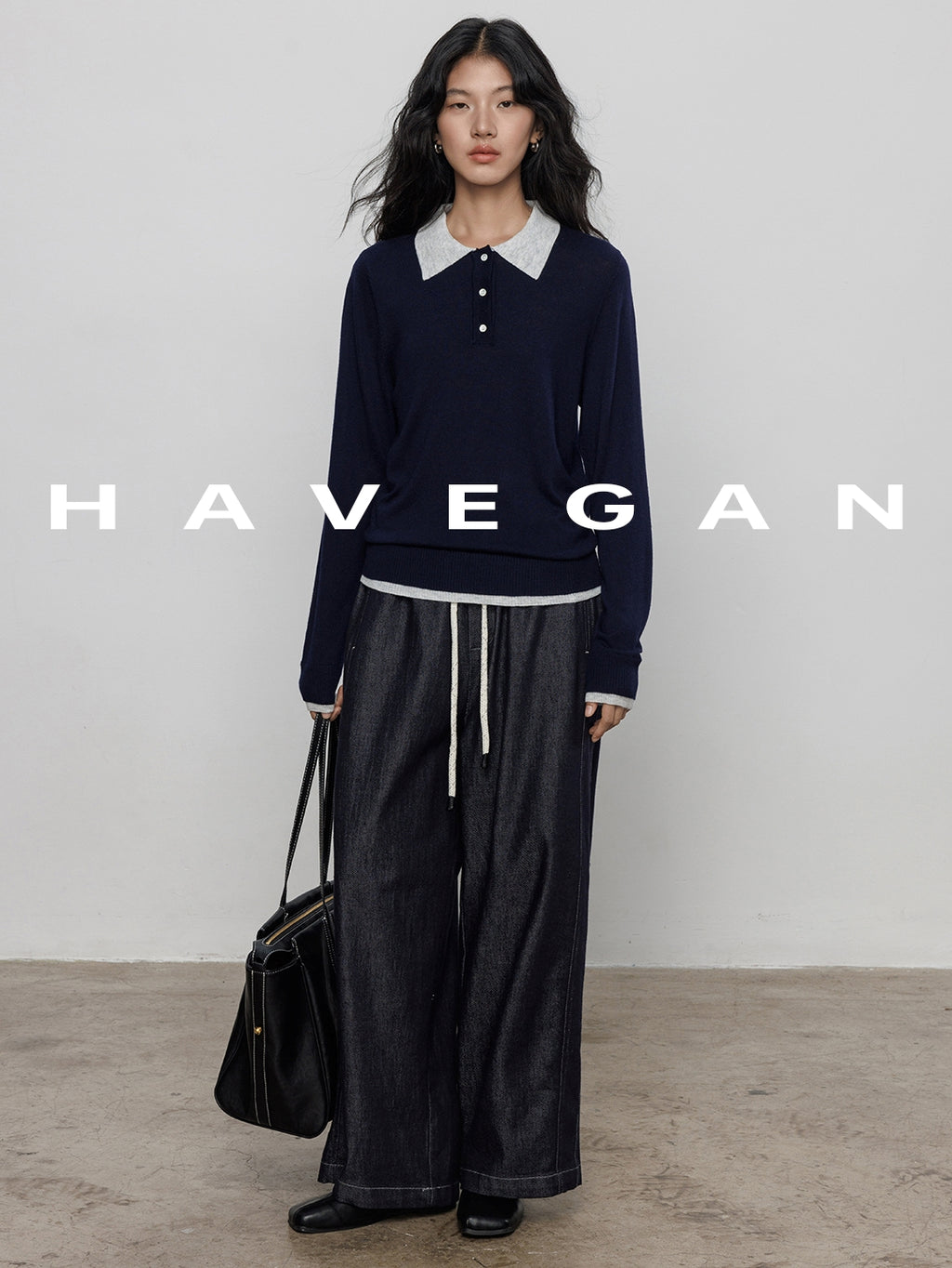 Wash-Finished Denim Wide-Leg Pants_BDHL7695