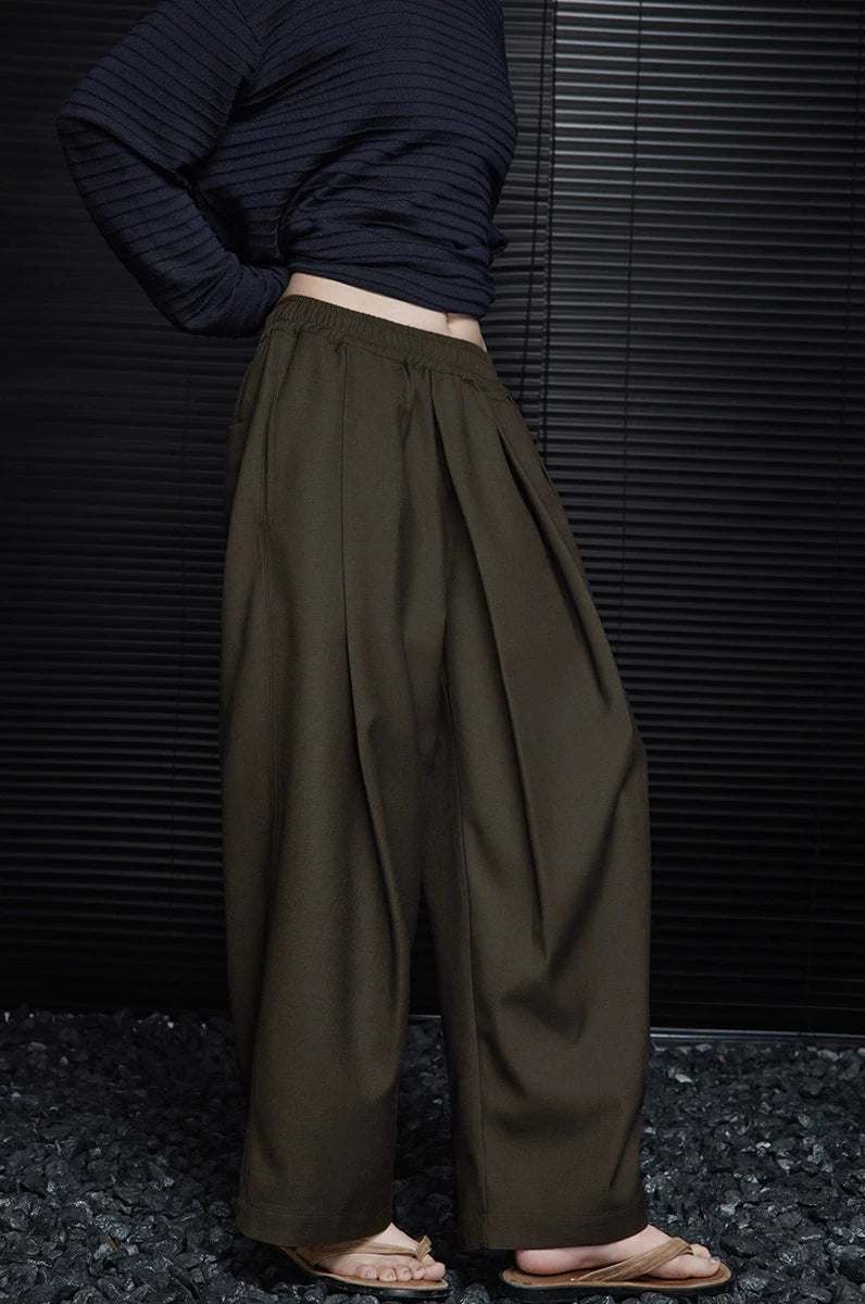 High-waisted drape wide-leg trousers_DI100380