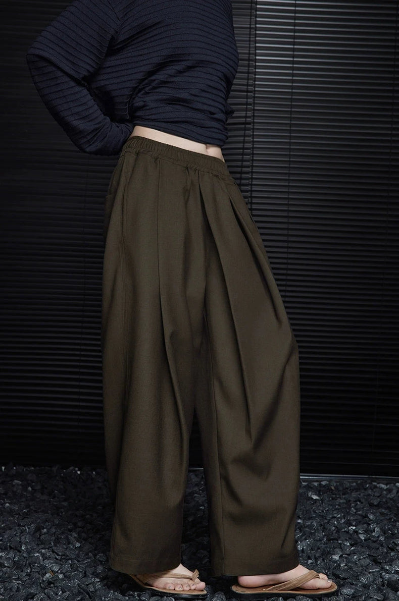 High-waisted drape wide-leg trousers_DI100380