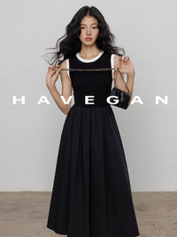 Contrast Color A-Line Dress_BDHL7368