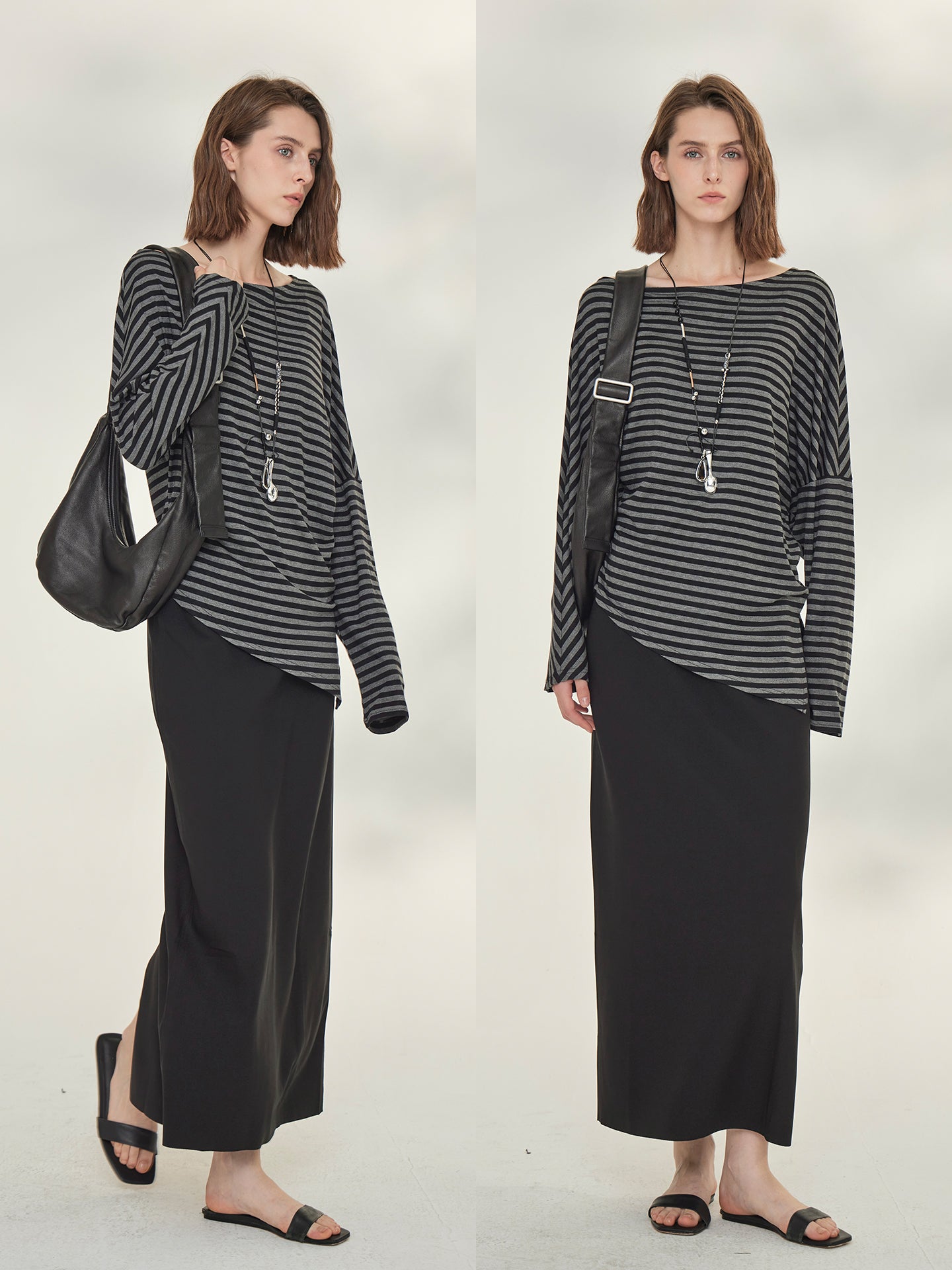 Striped Tops Or Stretch Slim Skirt_BDHL7739