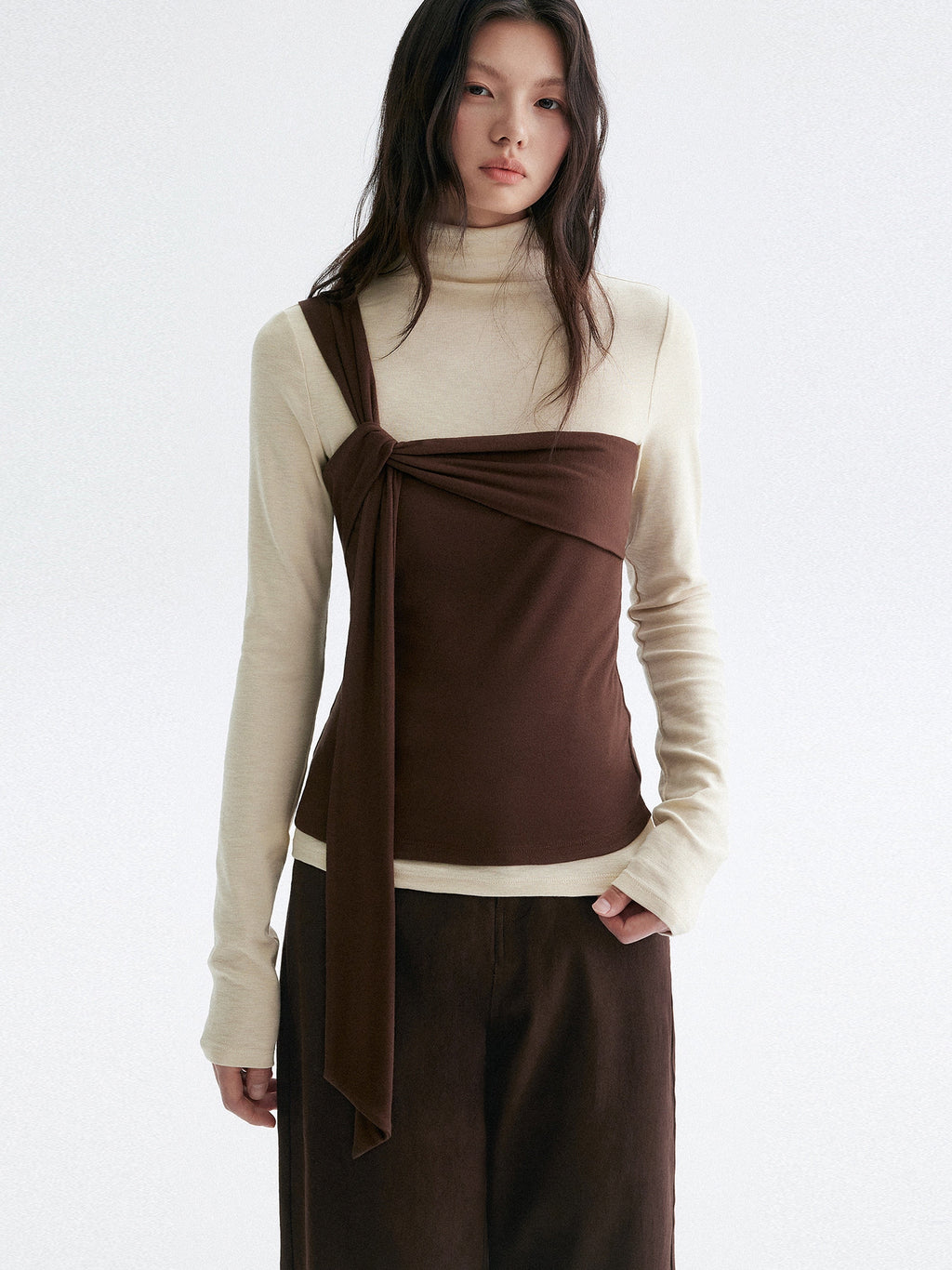 Two-Piece Style Turtleneck Tops_BDHL8099