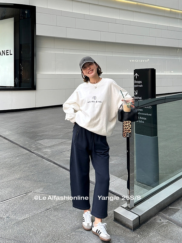 Drawstring Sweatpants Cropped Pants_BDHL8010