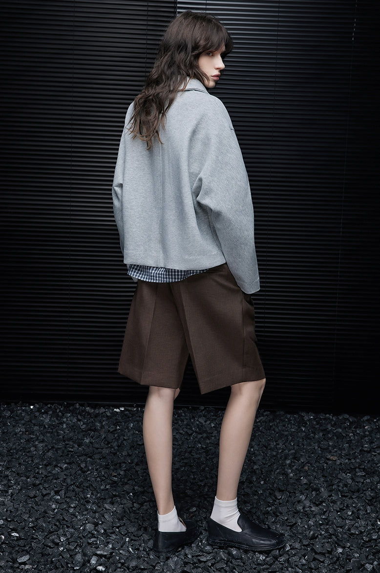 Gray Loose-Fit Short Sweatshirt_BDHL7793
