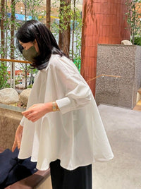 Long Sleeve Chiffon Cape Shirt_BDHL6283